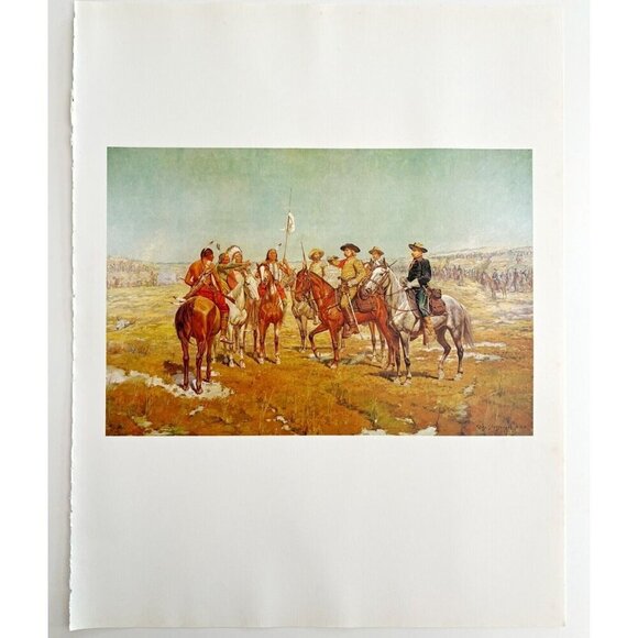 General Custer's Demand Native Americans 1979 Old American West Art Print LGAD98 - Picture 2 of 2